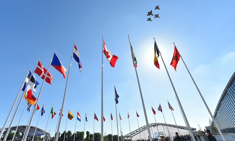 New NATO Headquarters Handover Ceremony and Fly-past - Meeting of NATO Heads of State and Government in Brussels